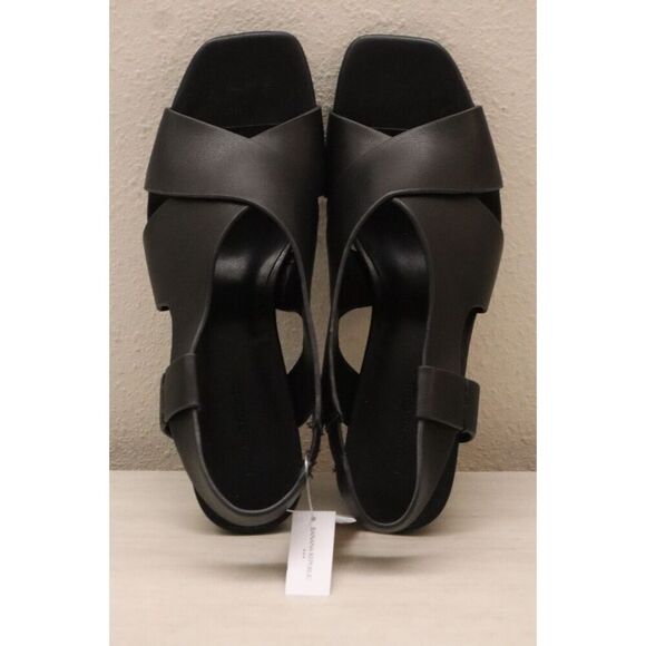 Banana Republic 888144 Women Sz 8.5 Black Leather Crossover Heeled Sandals - Picture 2 of 13